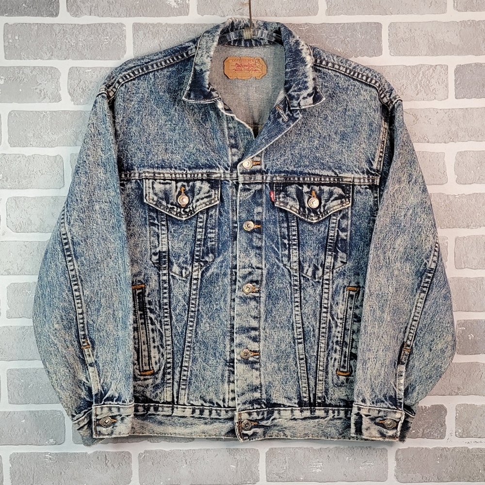 Levi's Type 3 Acid Stone Washed Vintage 90's Denim Jean Jacket Men's Size L - Picture 1 of 15